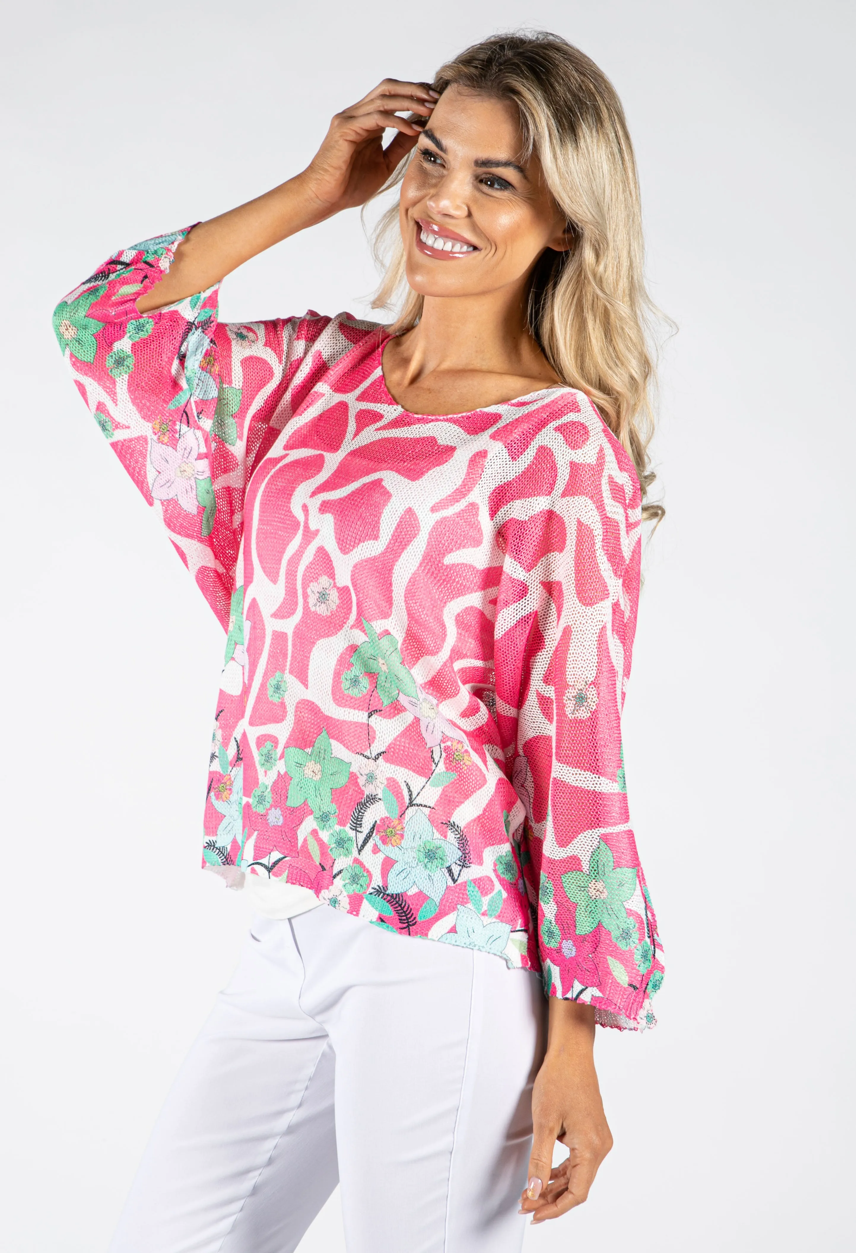 Animal Print Knit Pullover-1