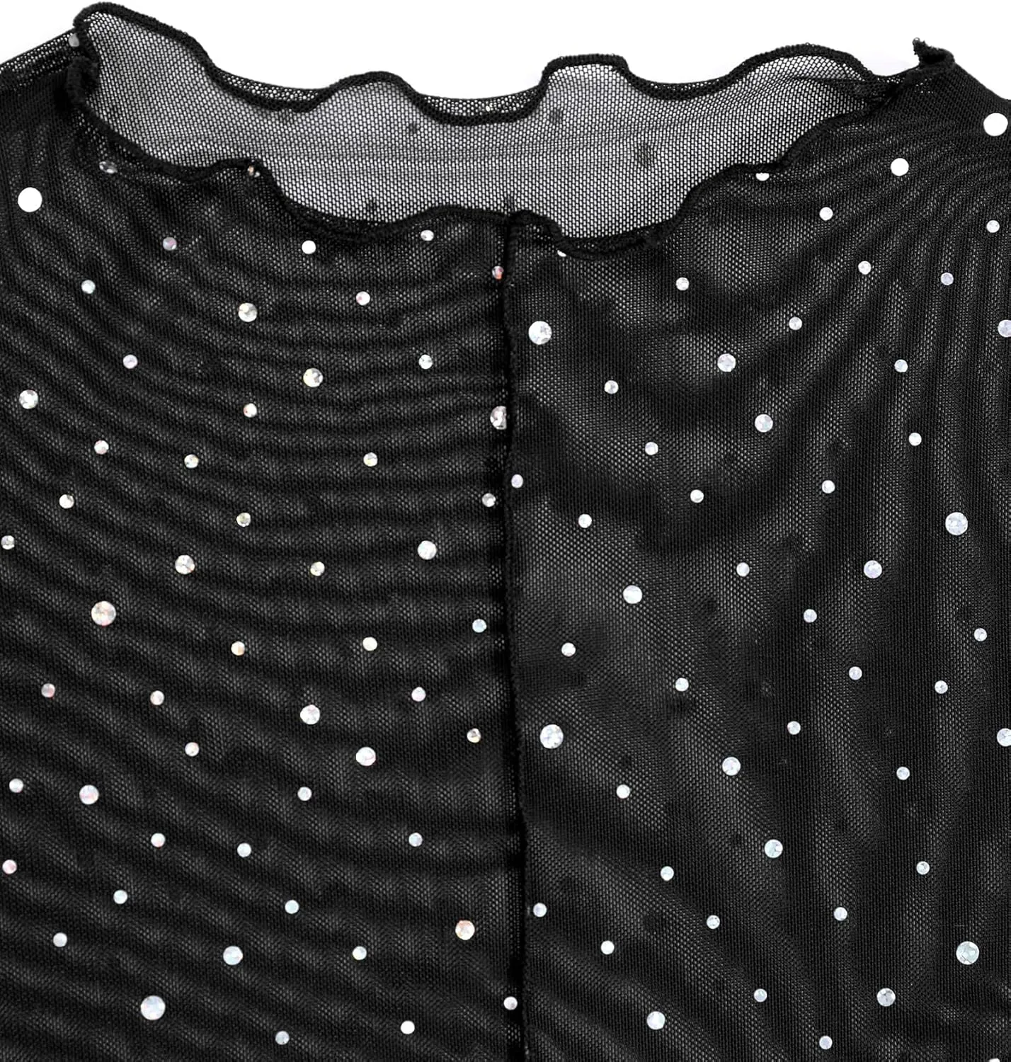Avanova Women Mesh Sheer Asymmetrical Crop Top Sexy See Through Long Sleeve Shirt