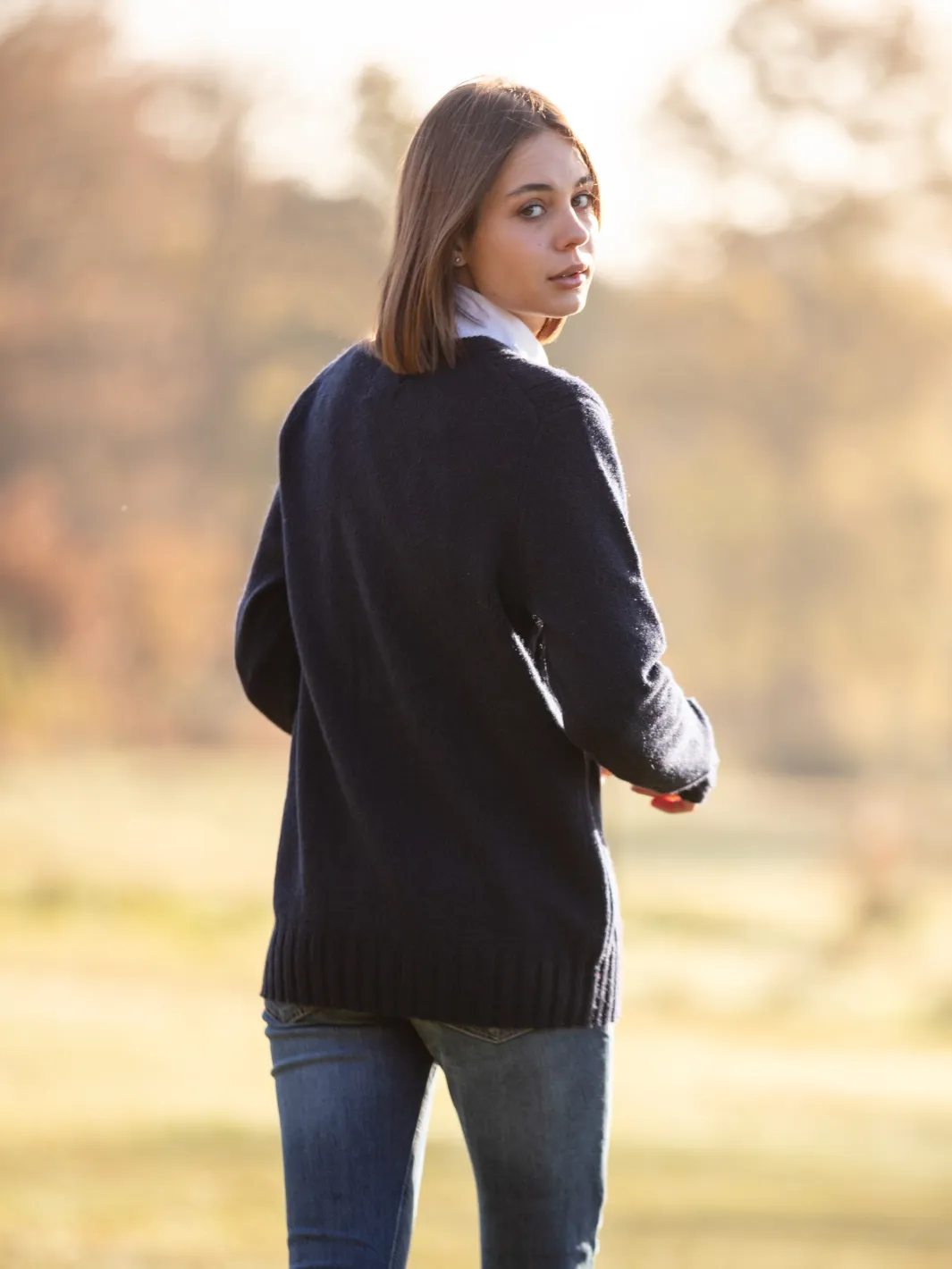 Cable Knit Jumper - Navy
