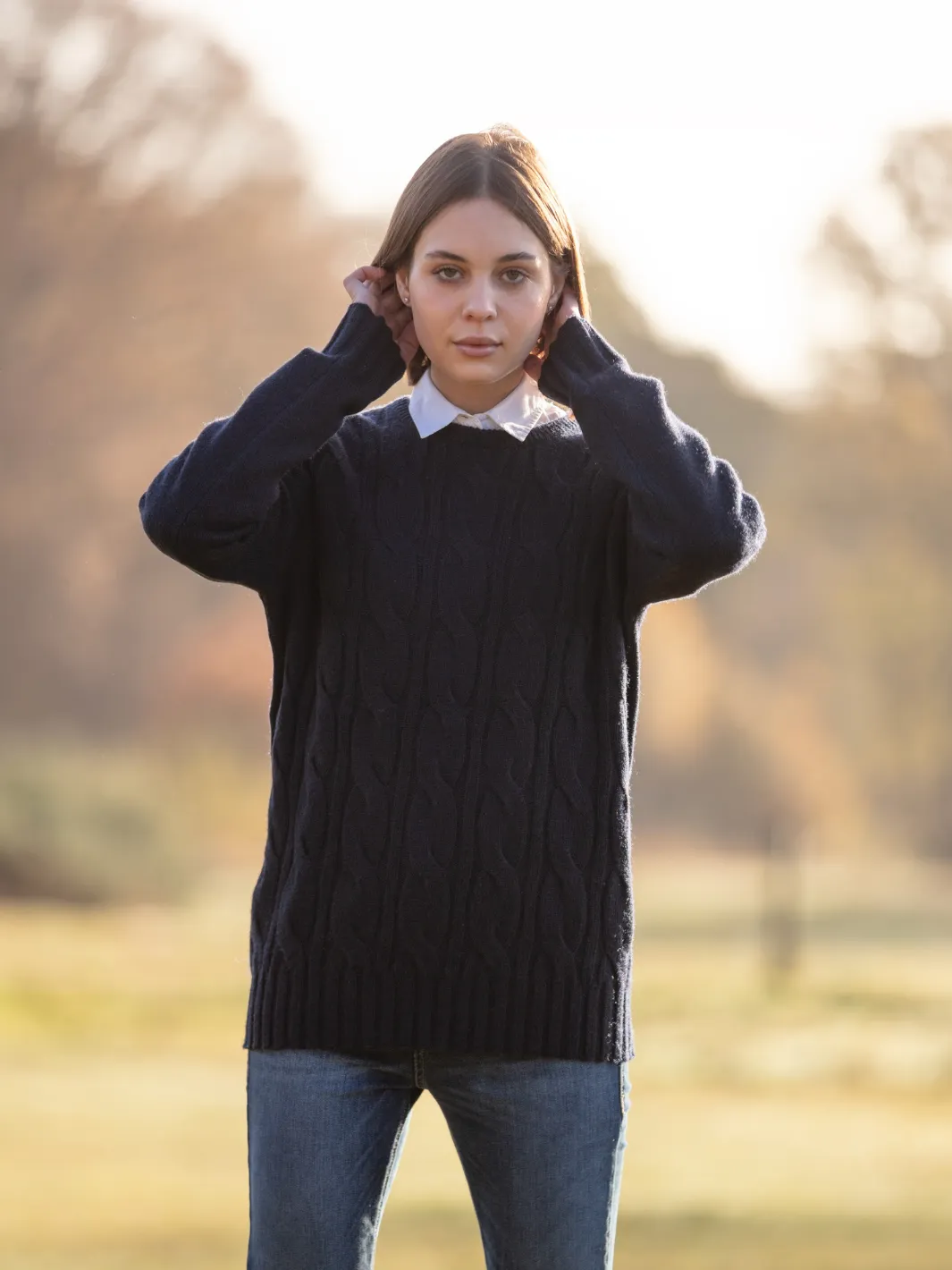 Cable Knit Jumper - Navy