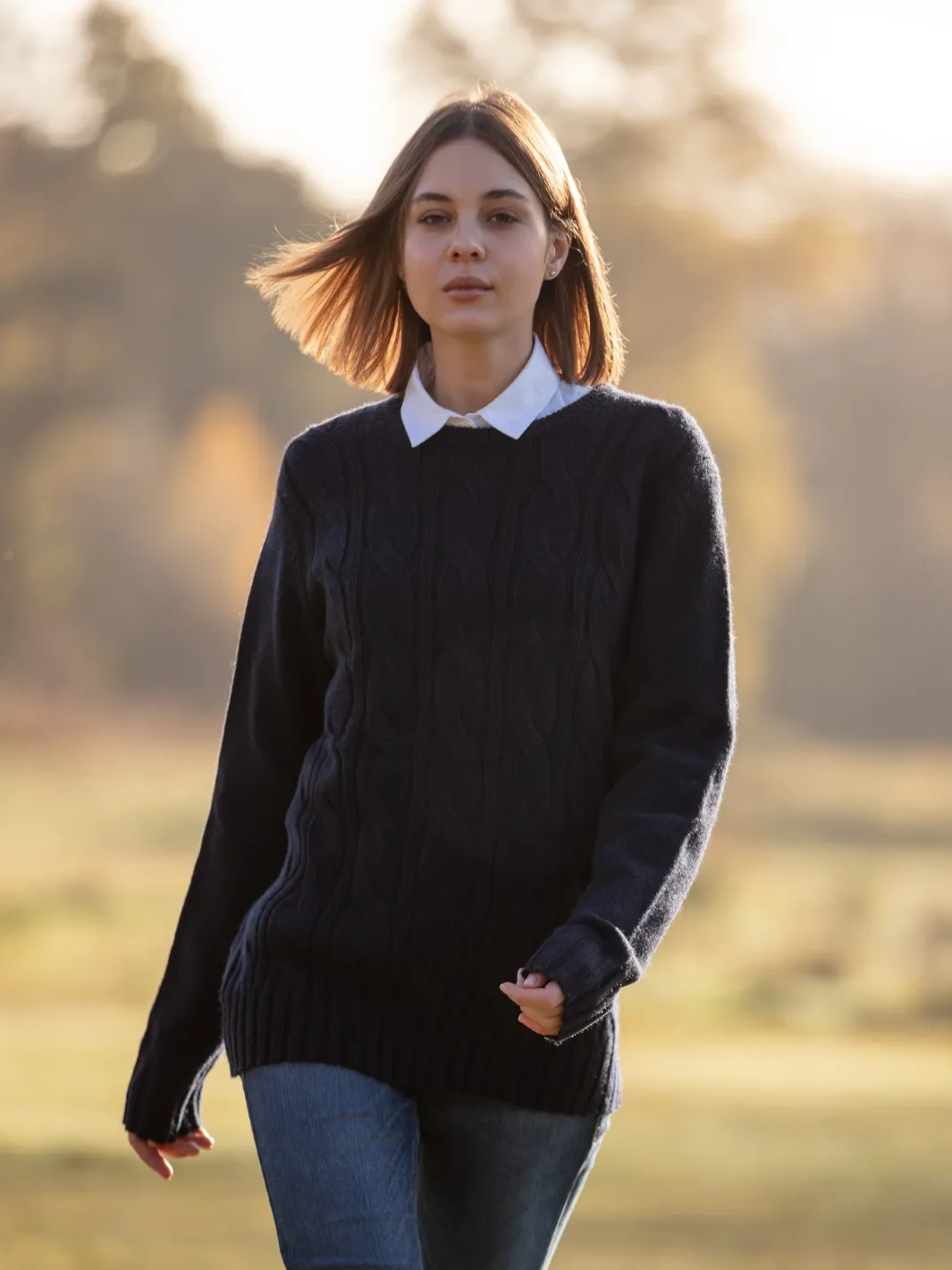 Cable Knit Jumper - Navy