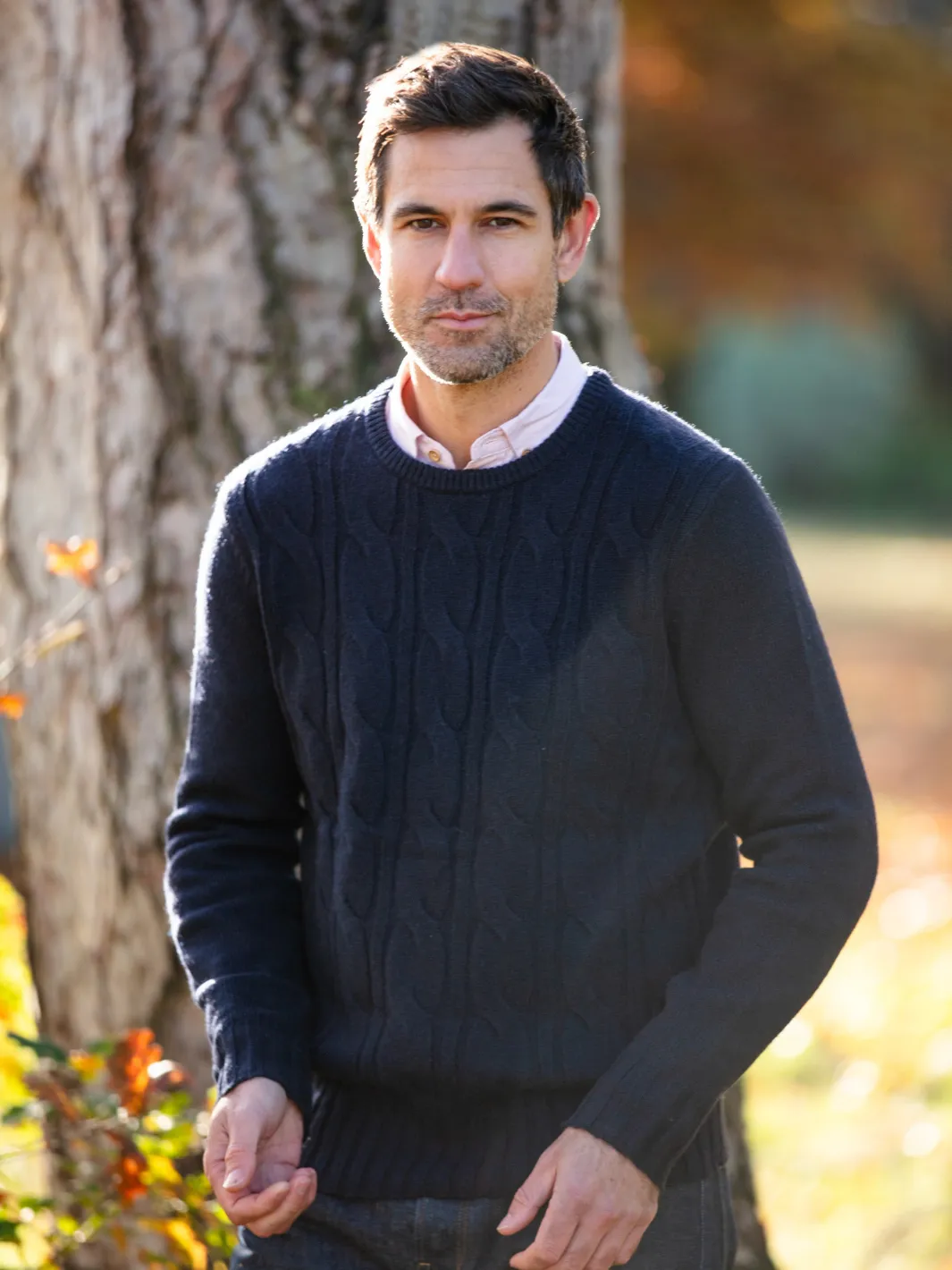 Cable Knit Jumper - Navy