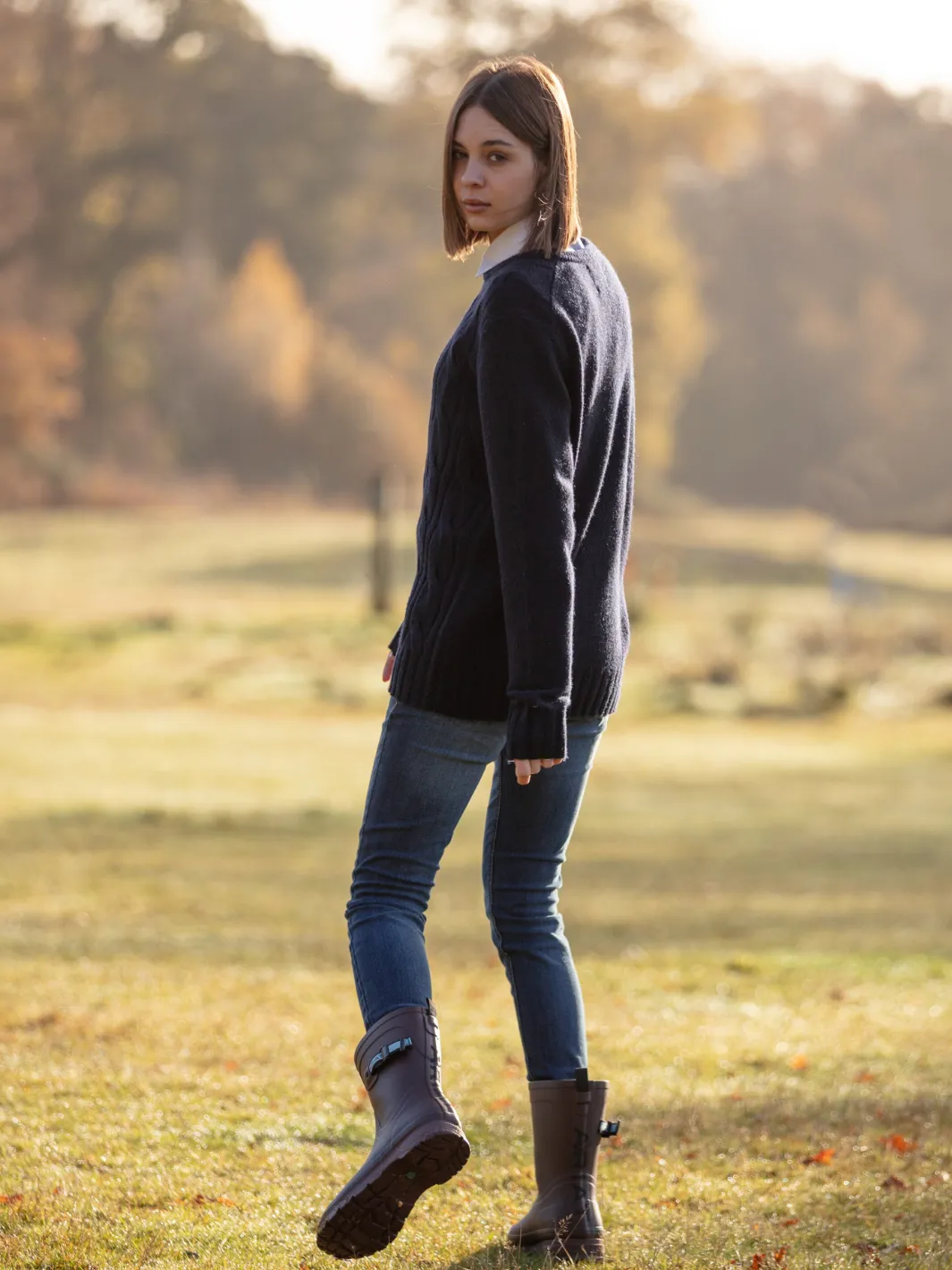 Cable Knit Jumper - Navy
