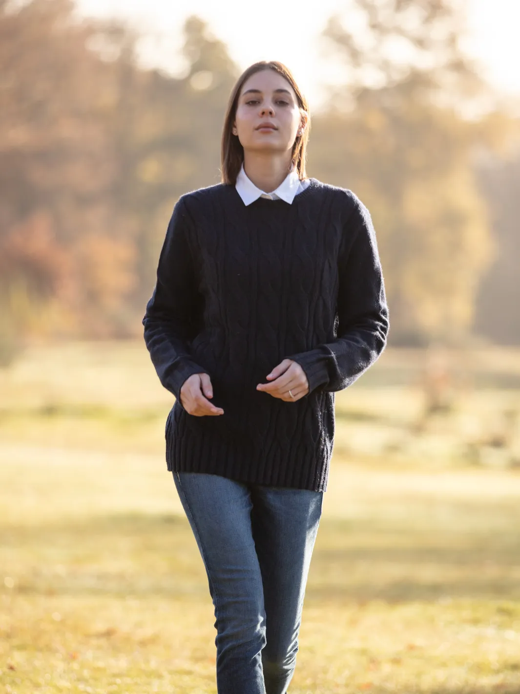Cable Knit Jumper - Navy