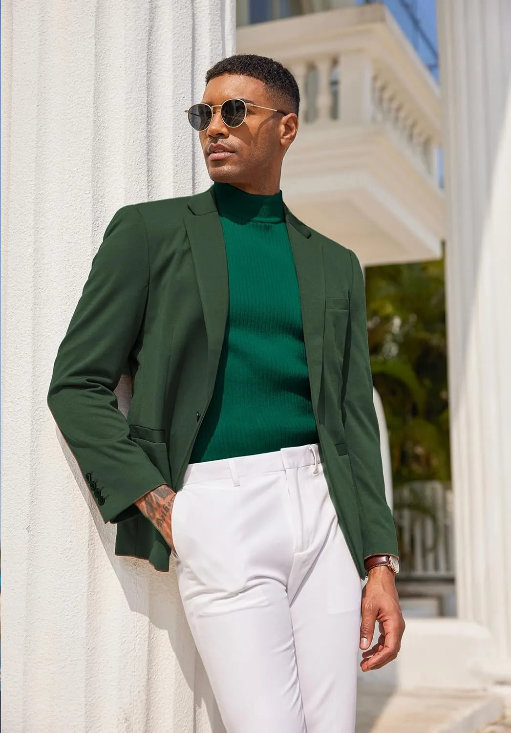 COOFANDY Men's Mock Turtleneck Sweater Short Sleeve Casual Basic Tops Ribbed Knit Pullover Solid Tee