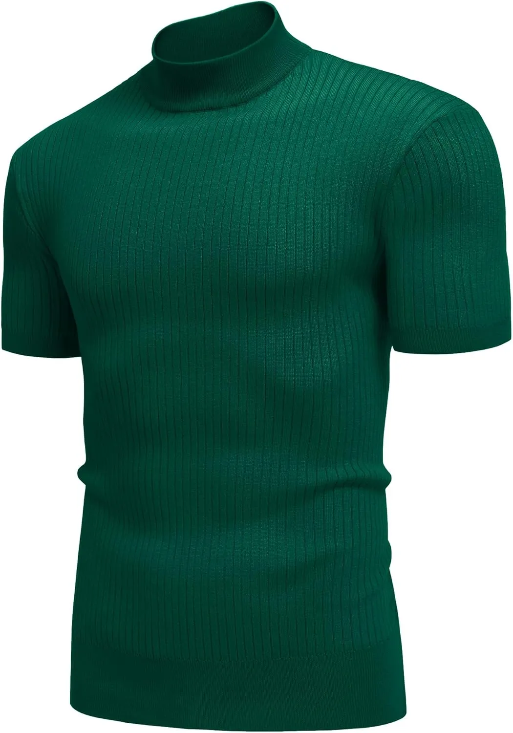 COOFANDY Men's Mock Turtleneck Sweater Short Sleeve Casual Basic Tops Ribbed Knit Pullover Solid Tee