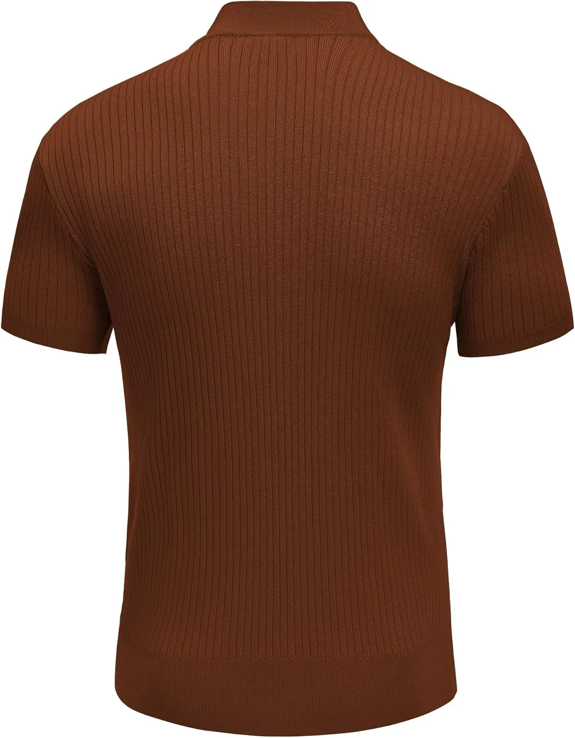 COOFANDY Men's Mock Turtleneck Sweater Short Sleeve Casual Basic Tops Ribbed Knit Pullover Solid Tee