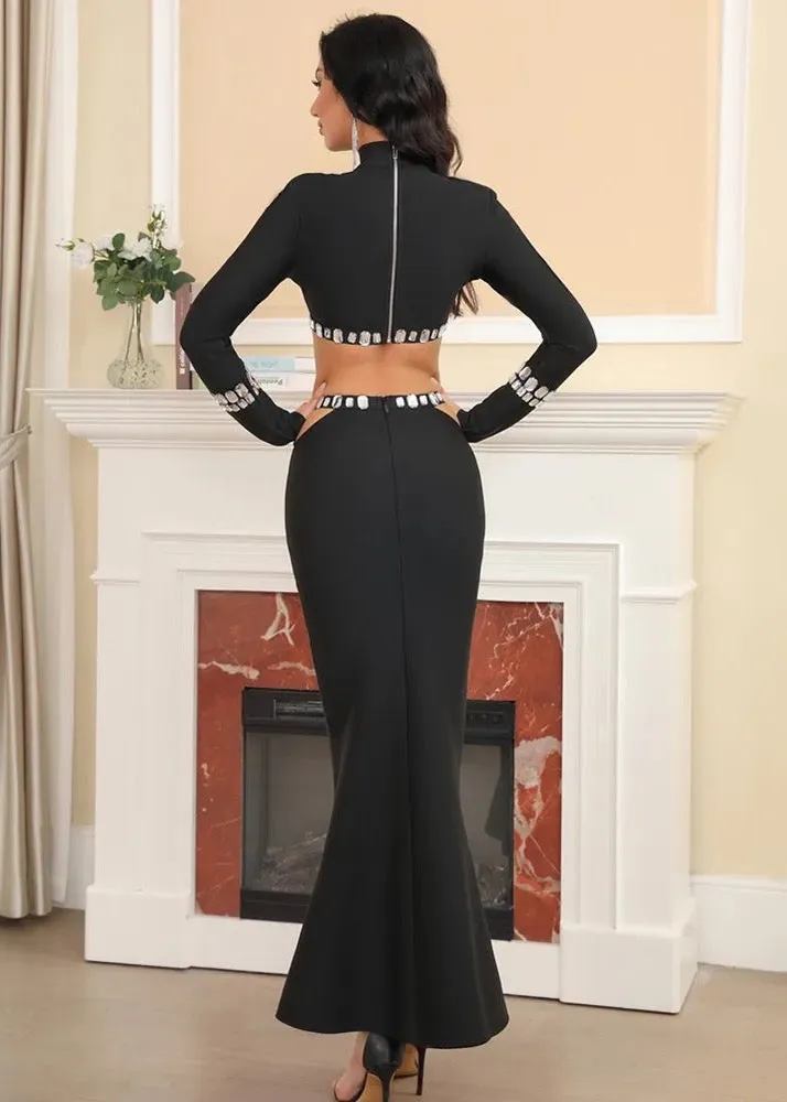 Crystal Decor Cut-Out Bandage Two-Piece Set