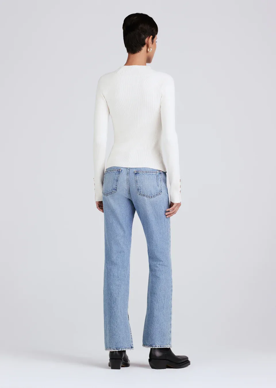 Derek Lam 10 Crosby - Kassandra Ribbed Mock Neck Sweater in Ivory