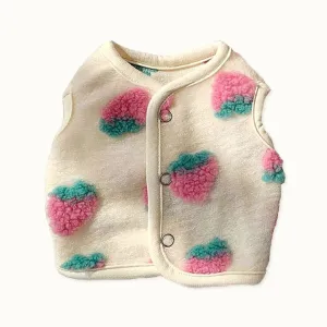 Embossed Fleece Graphic Pattern Button Through Vest Dog Clothes