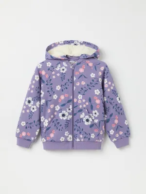 Fleece Lined Floral Kids Hoodie