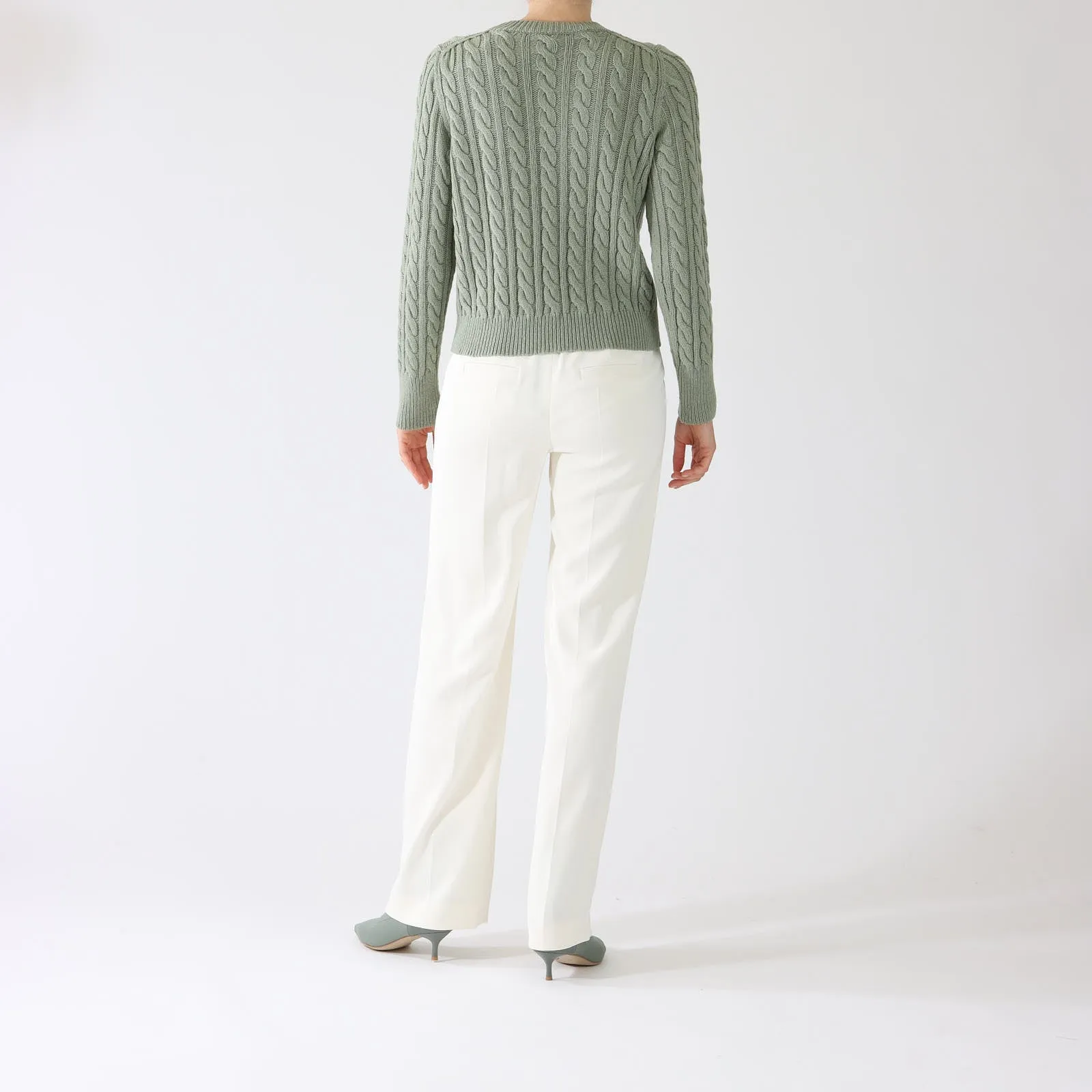 Frozen Sage Cable Knit Sweater
