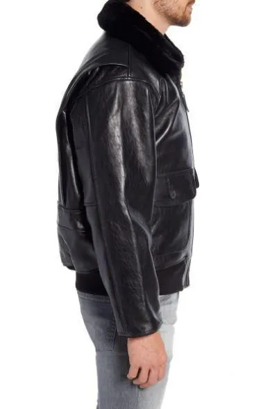 Genuine Shearling Collar Jacket