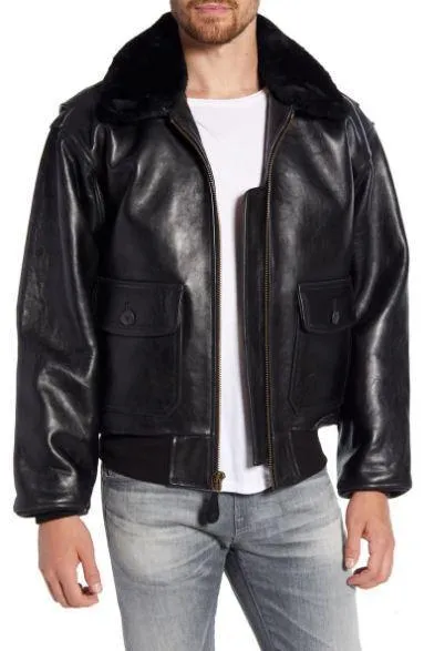 Genuine Shearling Collar Jacket