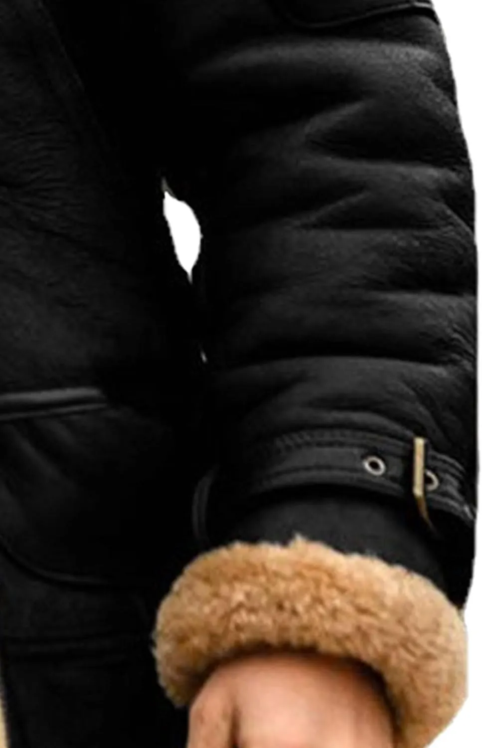 JEsilunmaMY Men's Thicken Sherpa Lined Leather Coat Fleece Shearling Warm Winter Jackets Heavyweight Padded Wool Coats