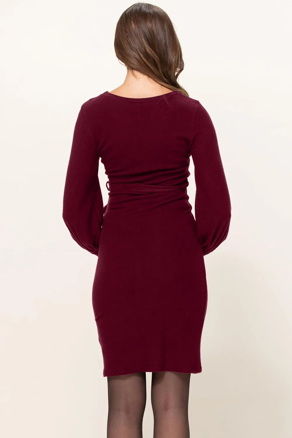 LaClef Womens Sweater Knit Maternity Dress with Belt