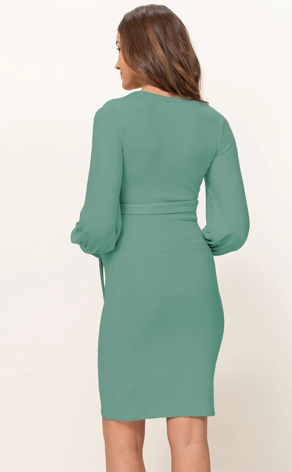 LaClef Womens Sweater Knit Maternity Dress with Belt