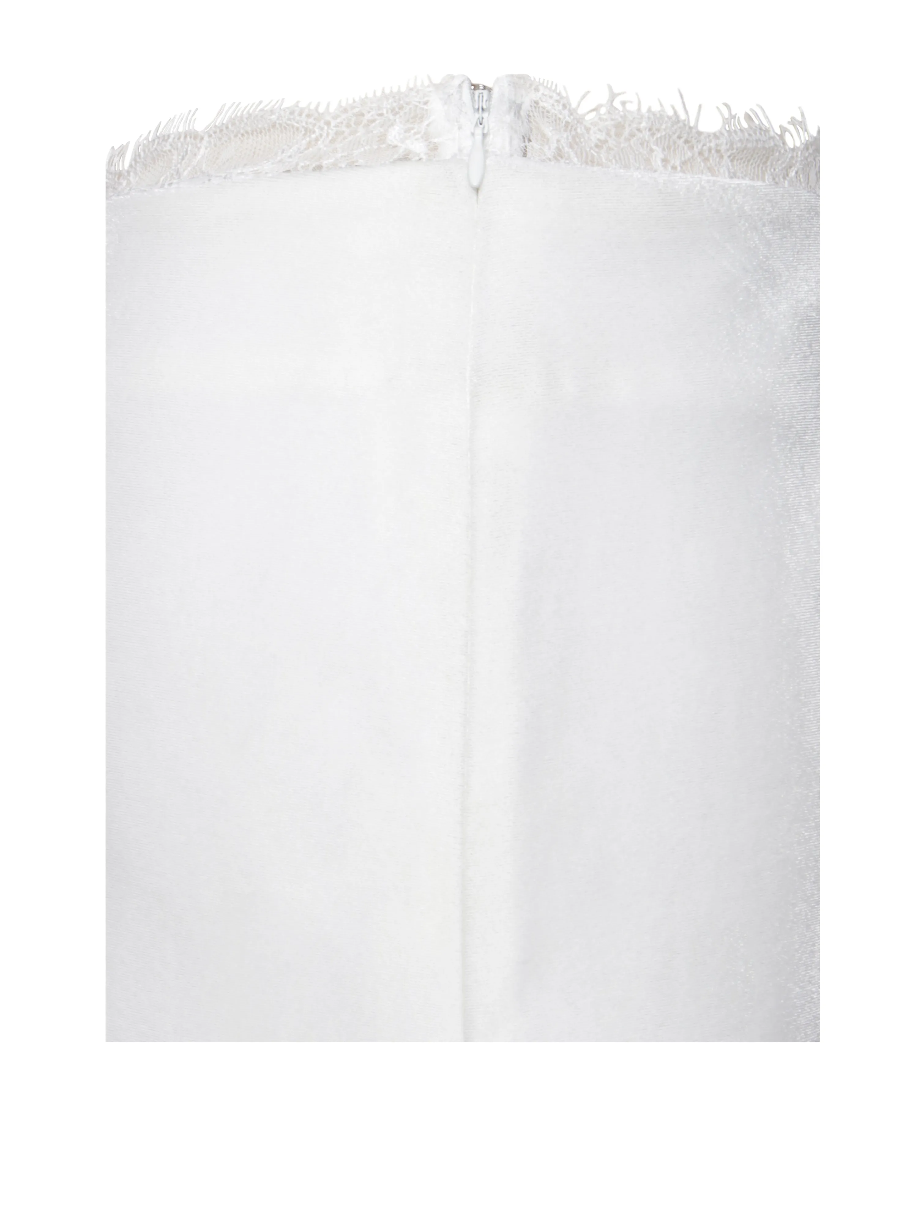 Lorraine White Velvet Skirt With Lace Trim
