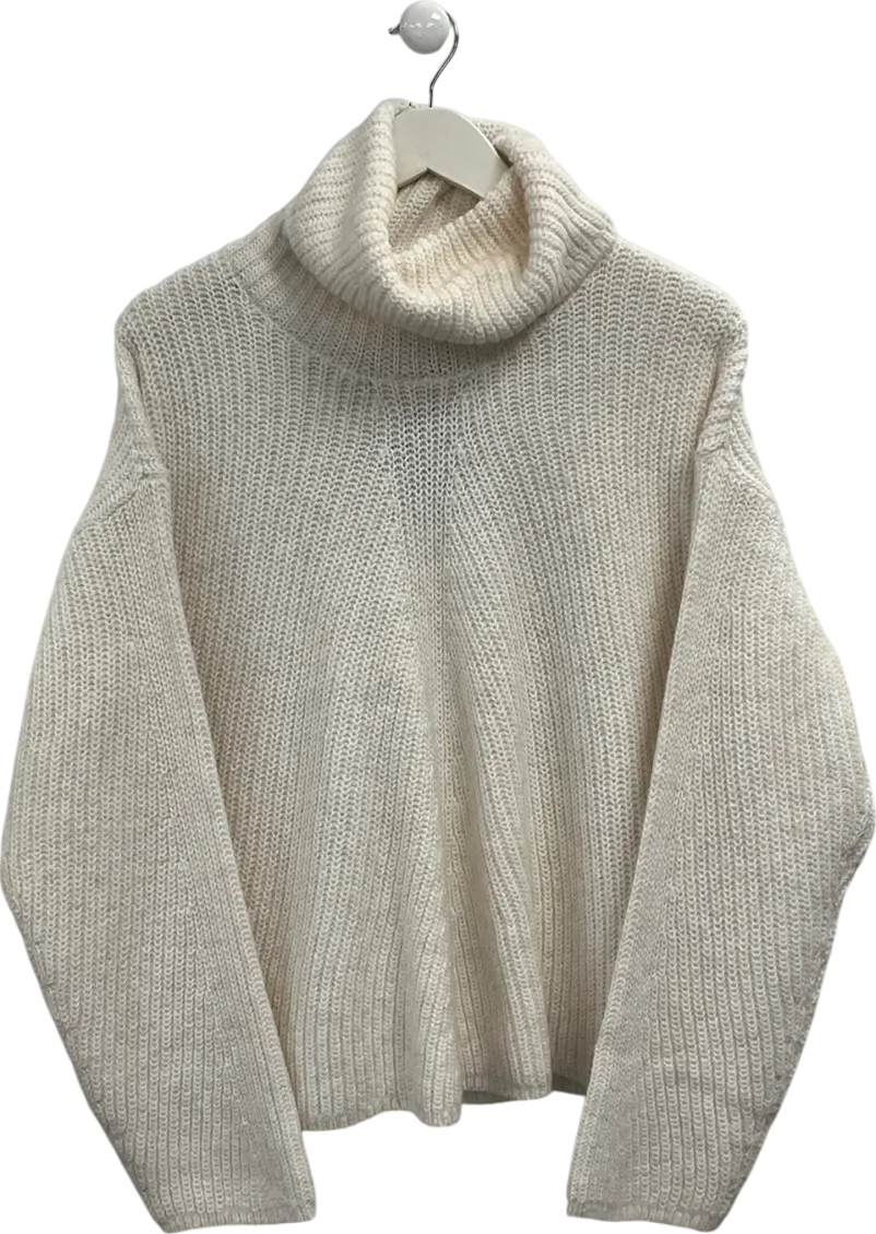 New Look Cream High Neck Cable Knit Patchwork Jumper UK M
