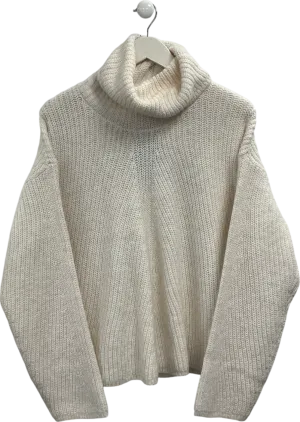 New Look Cream High Neck Cable Knit Patchwork Jumper UK M