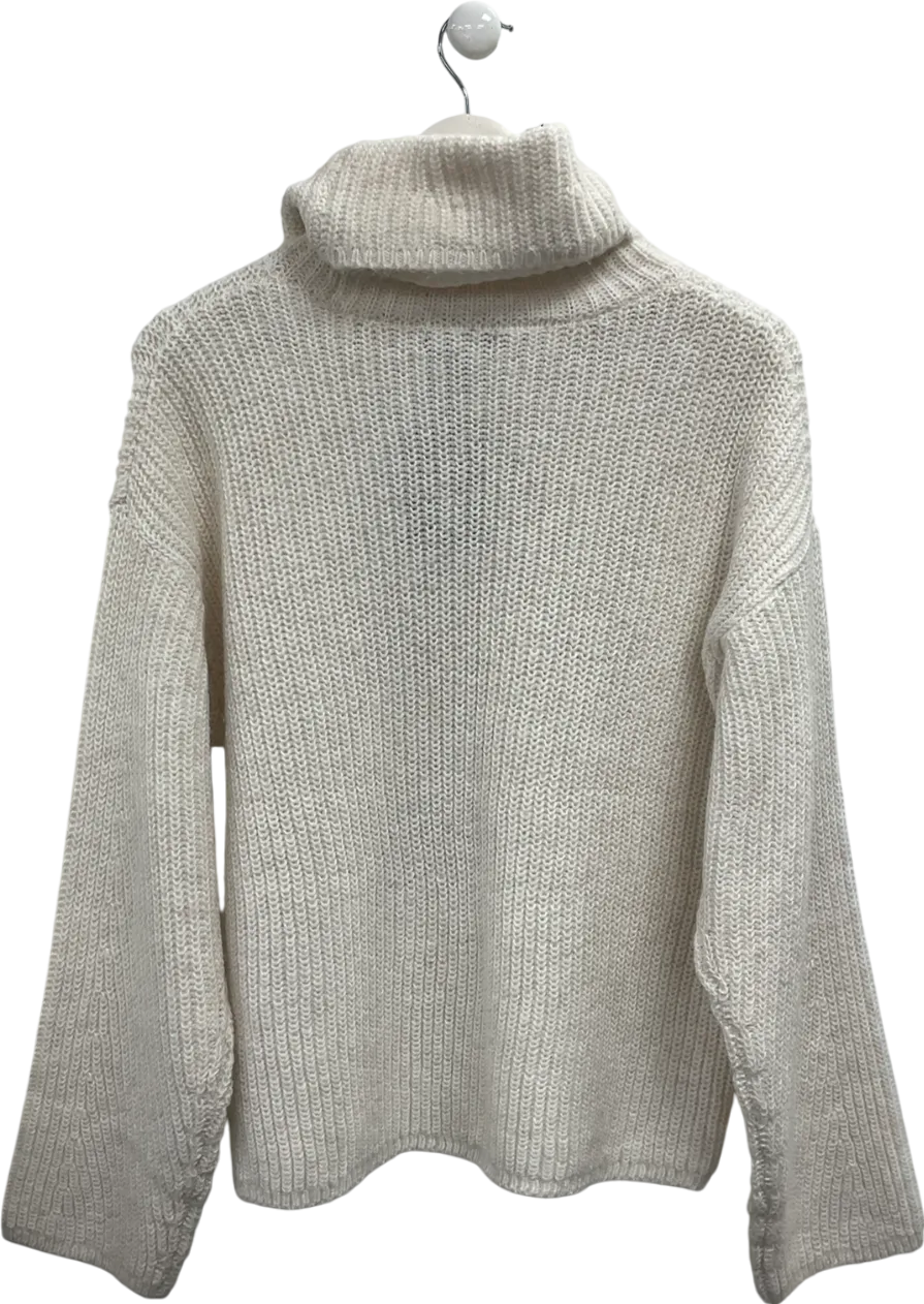 New Look Cream High Neck Cable Knit Patchwork Jumper UK M