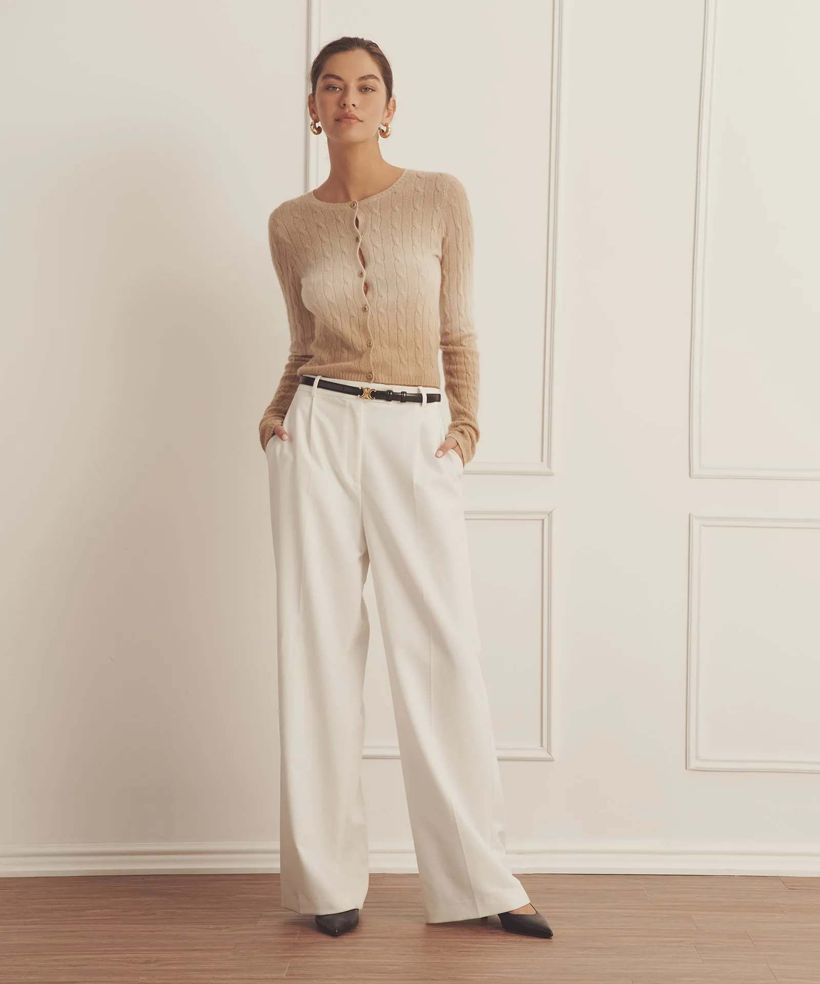 Novelty Cashmere Dip Dye Cable Cardigan