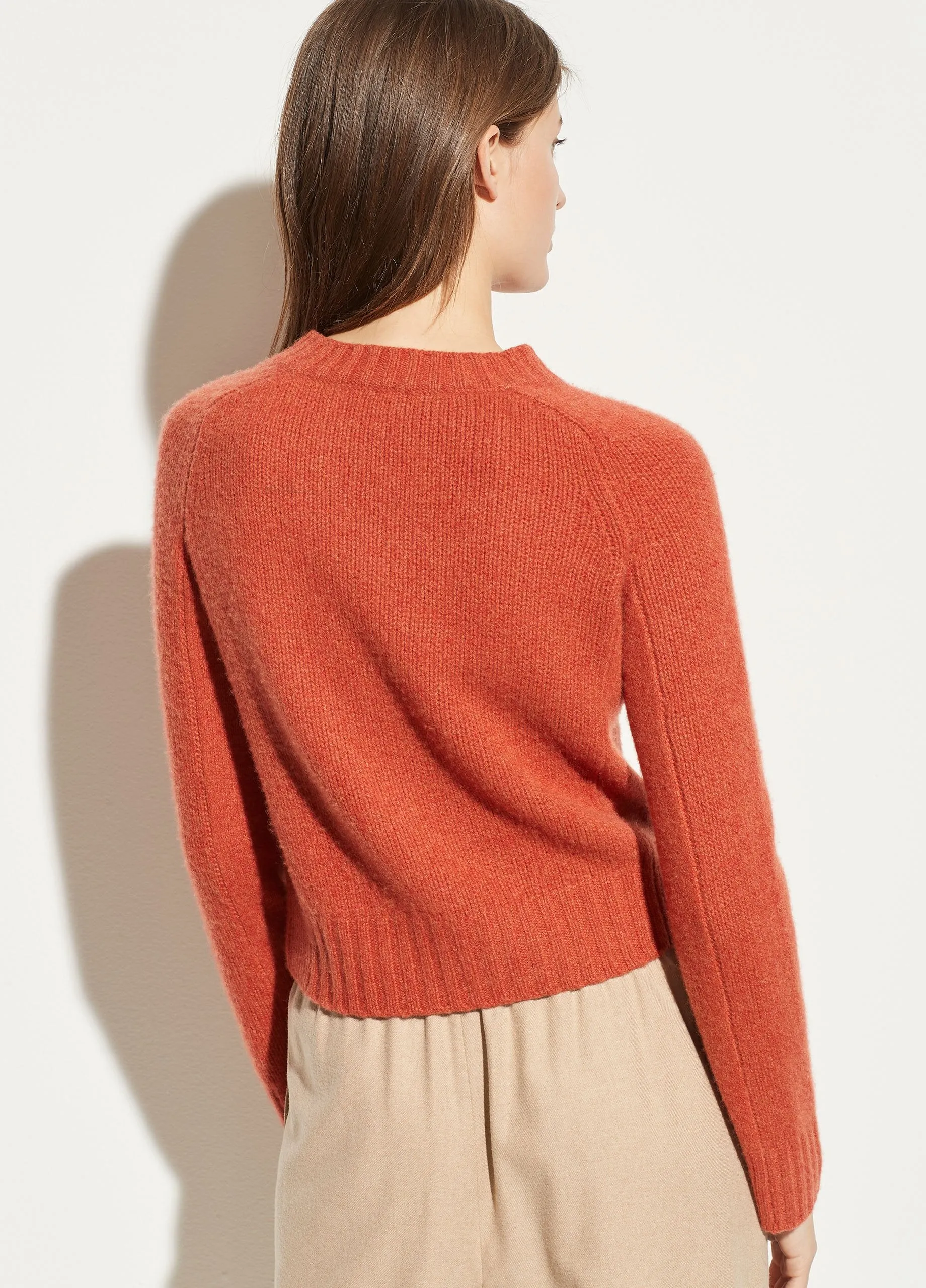 Shrunken Cashmere Mock Neck in Heather Blood Orange