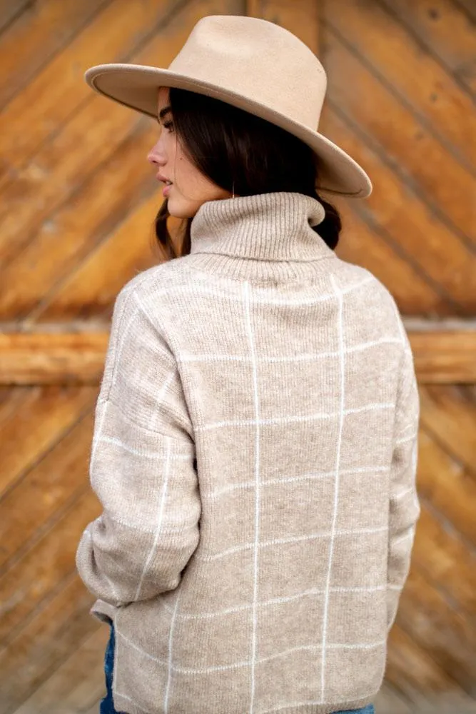 Turtleneck Windowpane Sweater