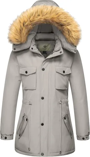 WenVen Women's Winter Waterproof Warm Parka Jacket with Detachable Fur Hood