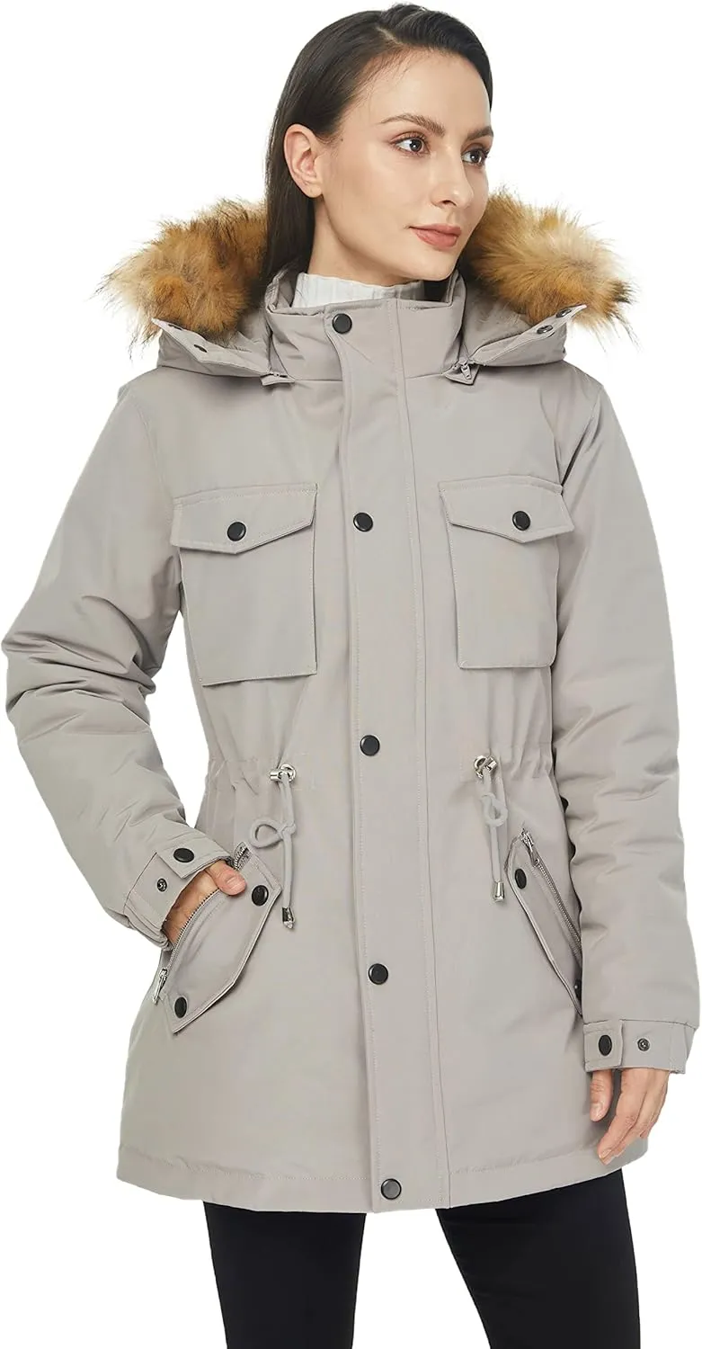 WenVen Women's Winter Waterproof Warm Parka Jacket with Detachable Fur Hood