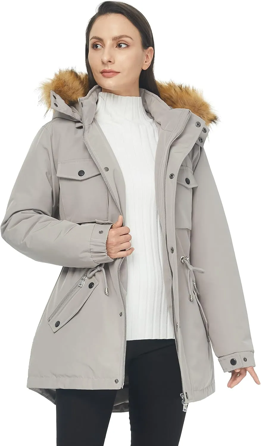 WenVen Women's Winter Waterproof Warm Parka Jacket with Detachable Fur Hood