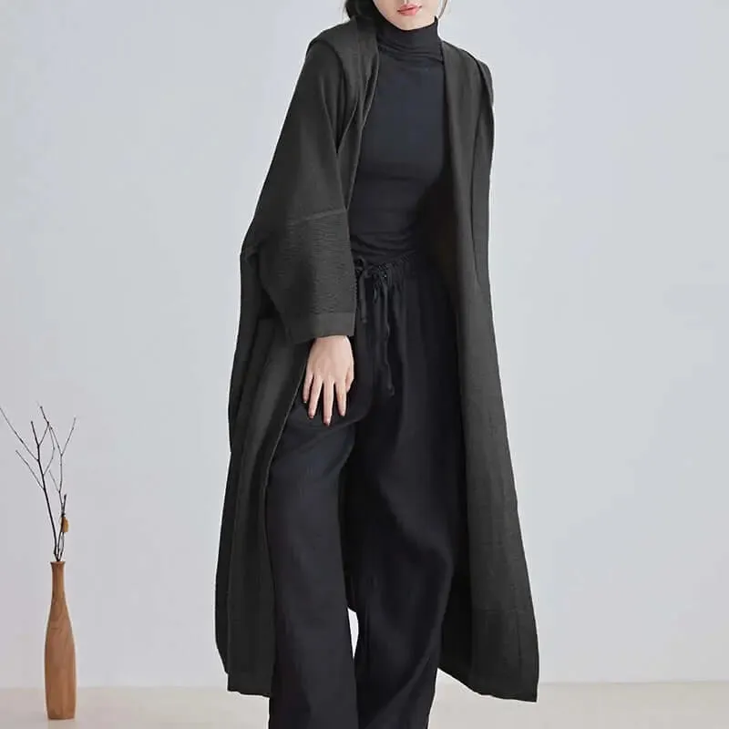 Women's Versatile Hooded Knit Wool Sweater Coat