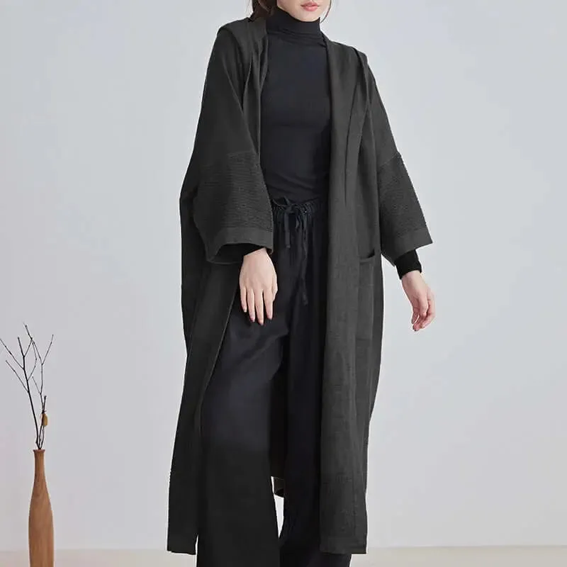 Women's Versatile Hooded Knit Wool Sweater Coat