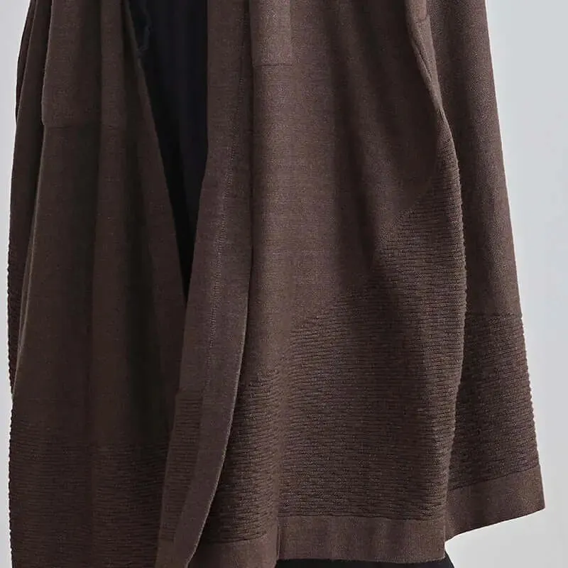 Women's Versatile Hooded Knit Wool Sweater Coat